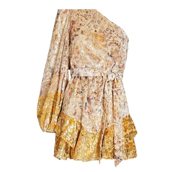 HEMANT AND NANDITA White & Cyber Kalon One Shoulder Mini Dress Size M - Picture 2 of 12